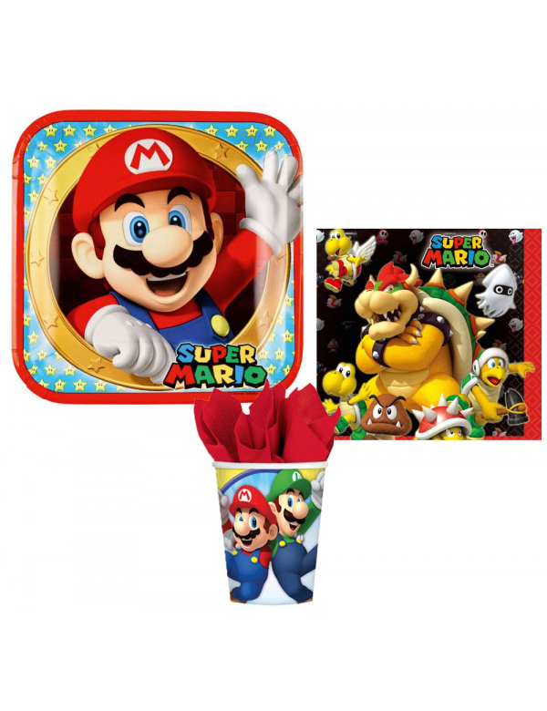 Super Mario feestset 36-dlg Super Mario feestset 36-dlg